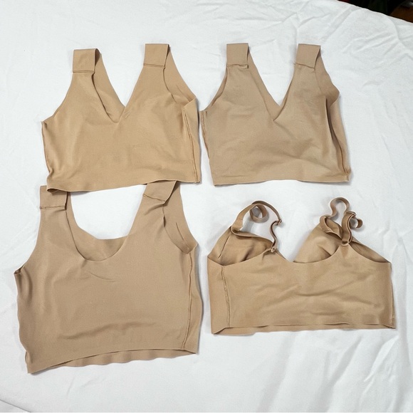 Lot of 4 True & Co True Body M Wireless Bra Plunge Scoop Nude No Pads - Picture 3 of 9